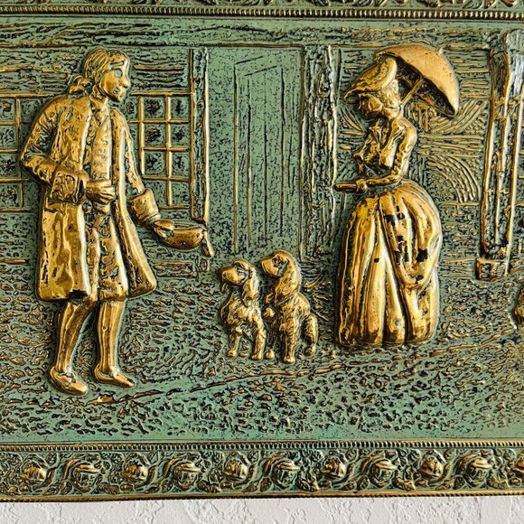 Vintage Art Repurposed Coal Box Brass Gallery Wall 15x10 Cottagecore Colonial -2 - Picture 5 of 10